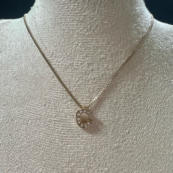 Anne Klein Gold Pave Initial “C” Necklace - Picture 4 of 9